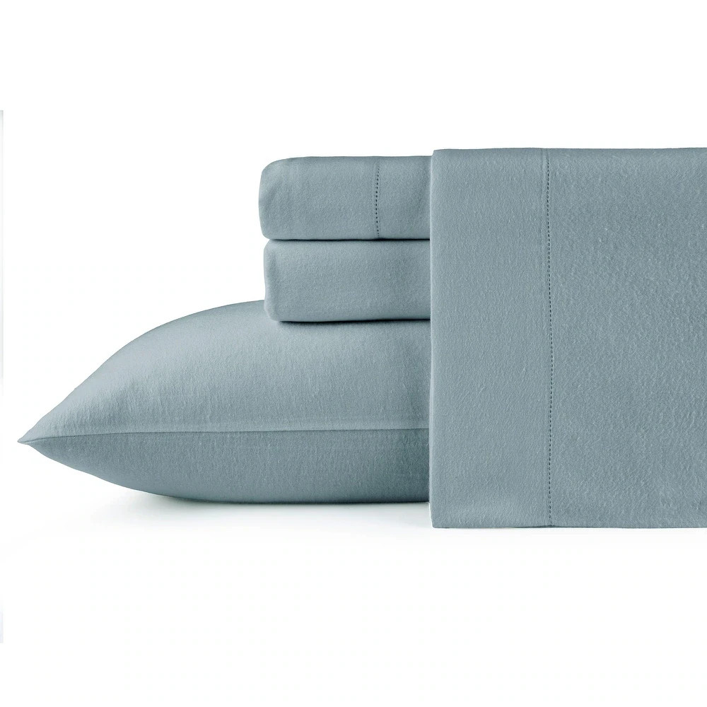 Pointehaven Solid Cotton 180 GSM Deep Pocket Oversized Brushed Flannel Sheet Set gallery
