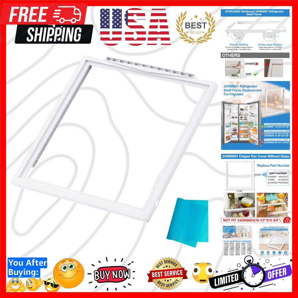 Upgraded Shelf Frame without Glass Refrigerator Compatible with Frigidaire Sh...