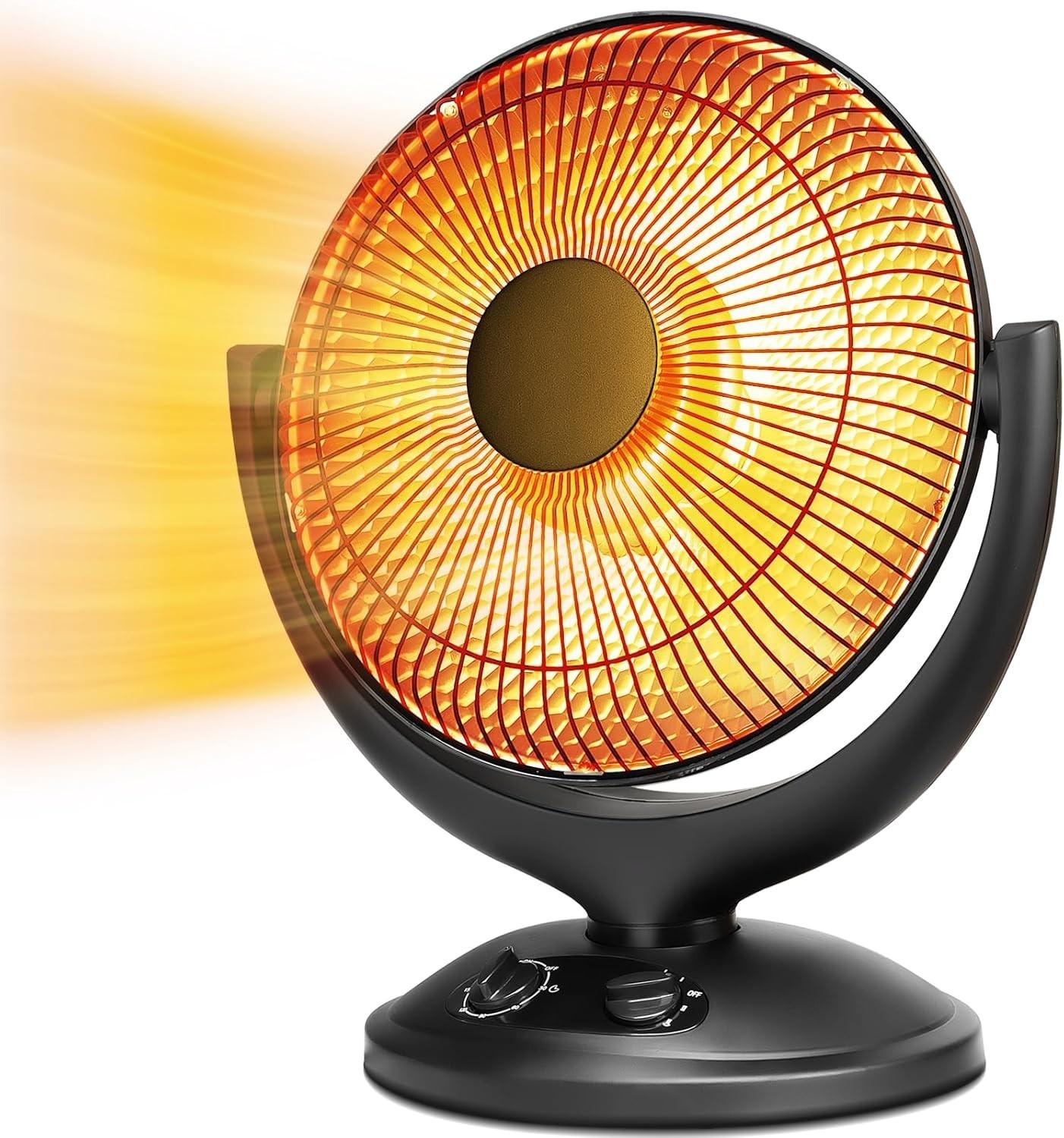 Radiant Electric Space Heater with Thermostat and Timer, 800W/400W Portable Dish gallery