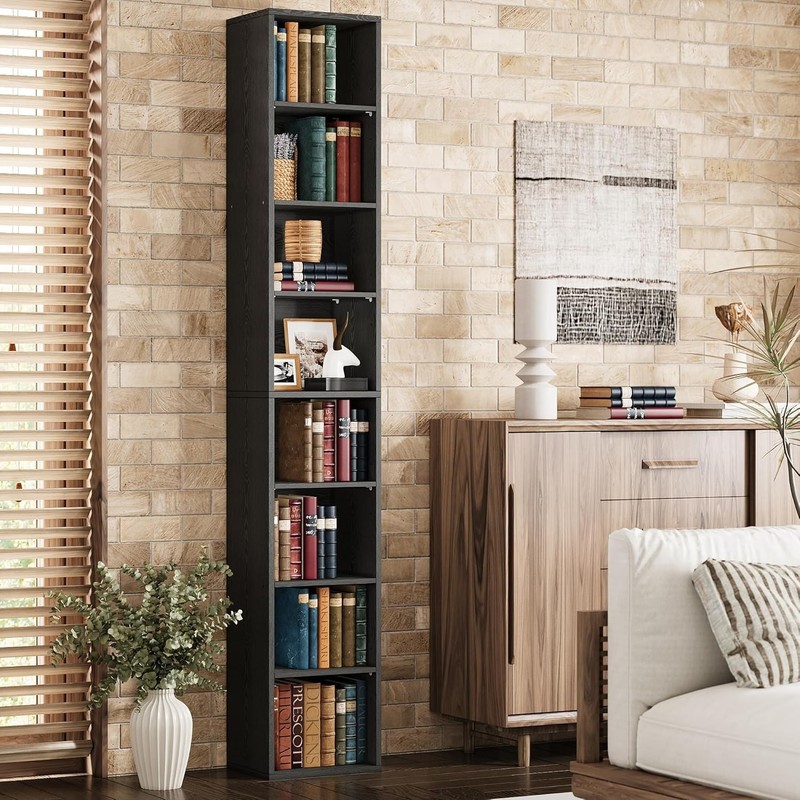 Durable and Chic Tall Narrow Bookshelf - 71 Inches of Stylish Storage Space gallery