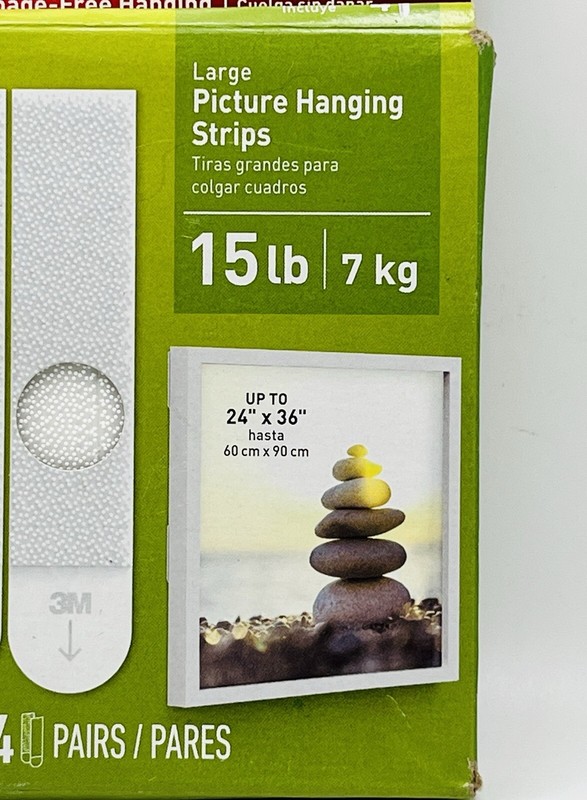 3M Command Large Picture Hanging Strips White 4 Pair (8 Strips) Holds 15 lbs gallery