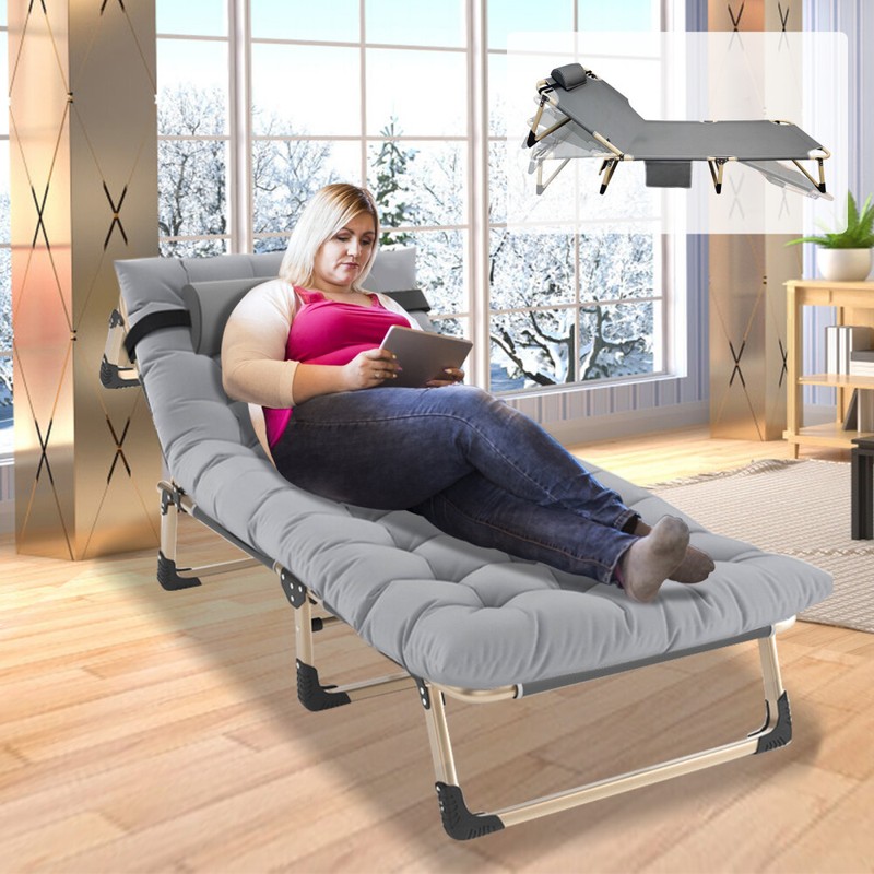 SLSY Folding Cot Adjustable 4-Position Reclining Folding Chaise Lounger Chair gallery