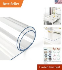 2mm Thick Clear Table Cover Protector 36 x 60 Inch, Plastic Table Cover Recta…