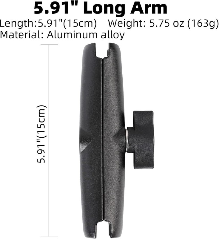 RAM B Size Compatible Double Socket Arm Aluminum 1 Inch Ball Mount 5.91 Inch Ext gallery