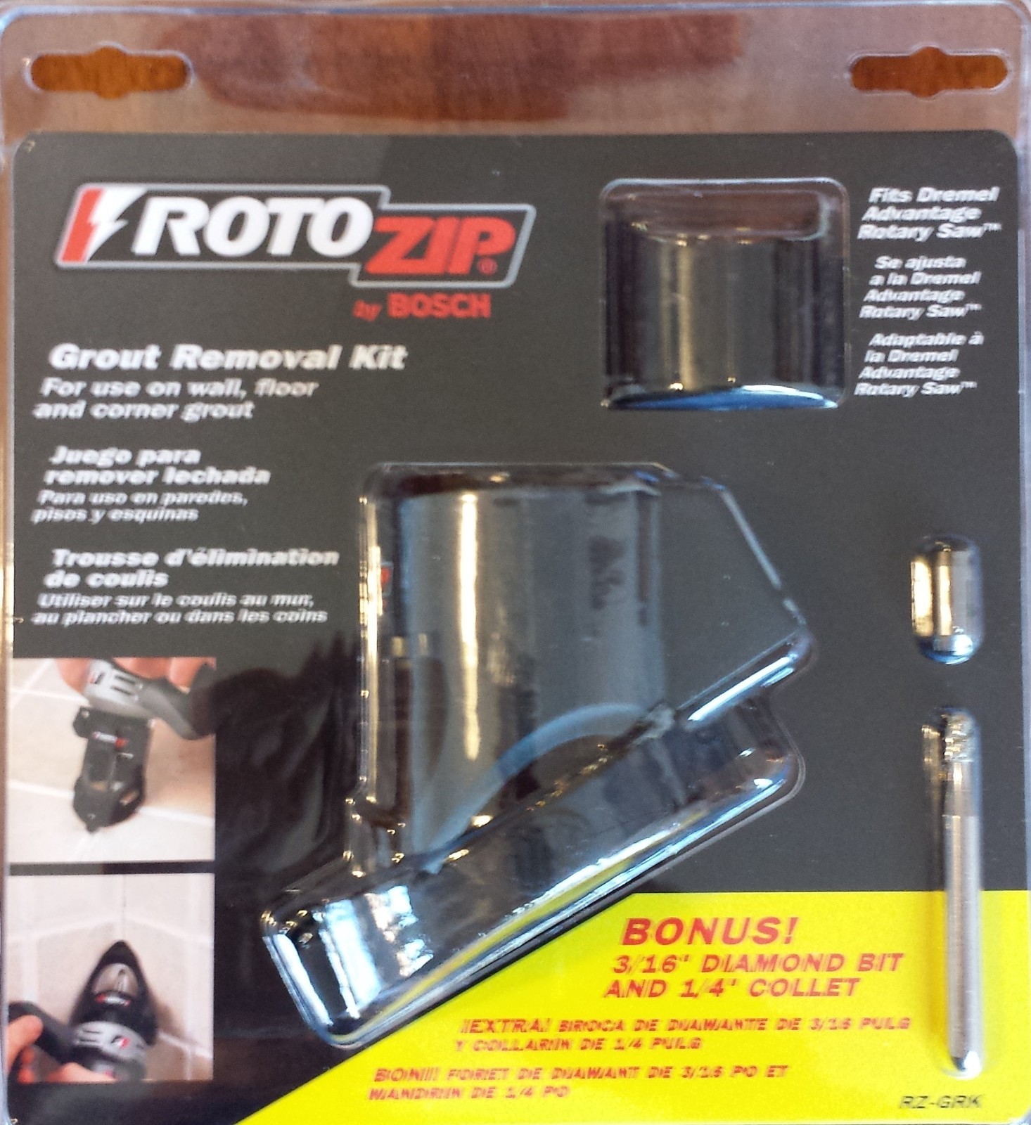 Bosch RotoZip Grout Removal Kit w/ Bonus 3/16" Diamond Bit & 1/4" Collet RZ-GRK gallery