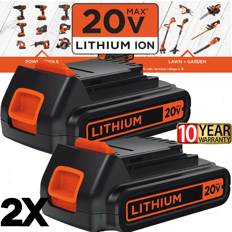 2Pack 1.5AH 20V Lithium Battery for BLACK DECKER 20Volt LBXR20 LBX20 LB20 w/LED gallery