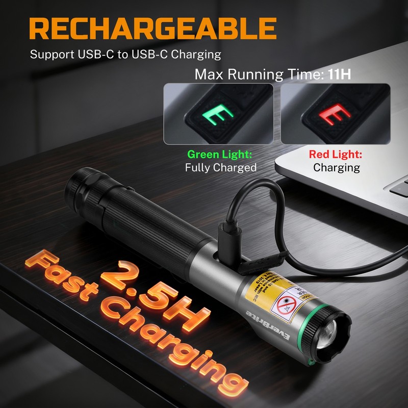 EverBrite Rechargeable EDC Flashlight with White Light and Green Beam 500 Lumens gallery