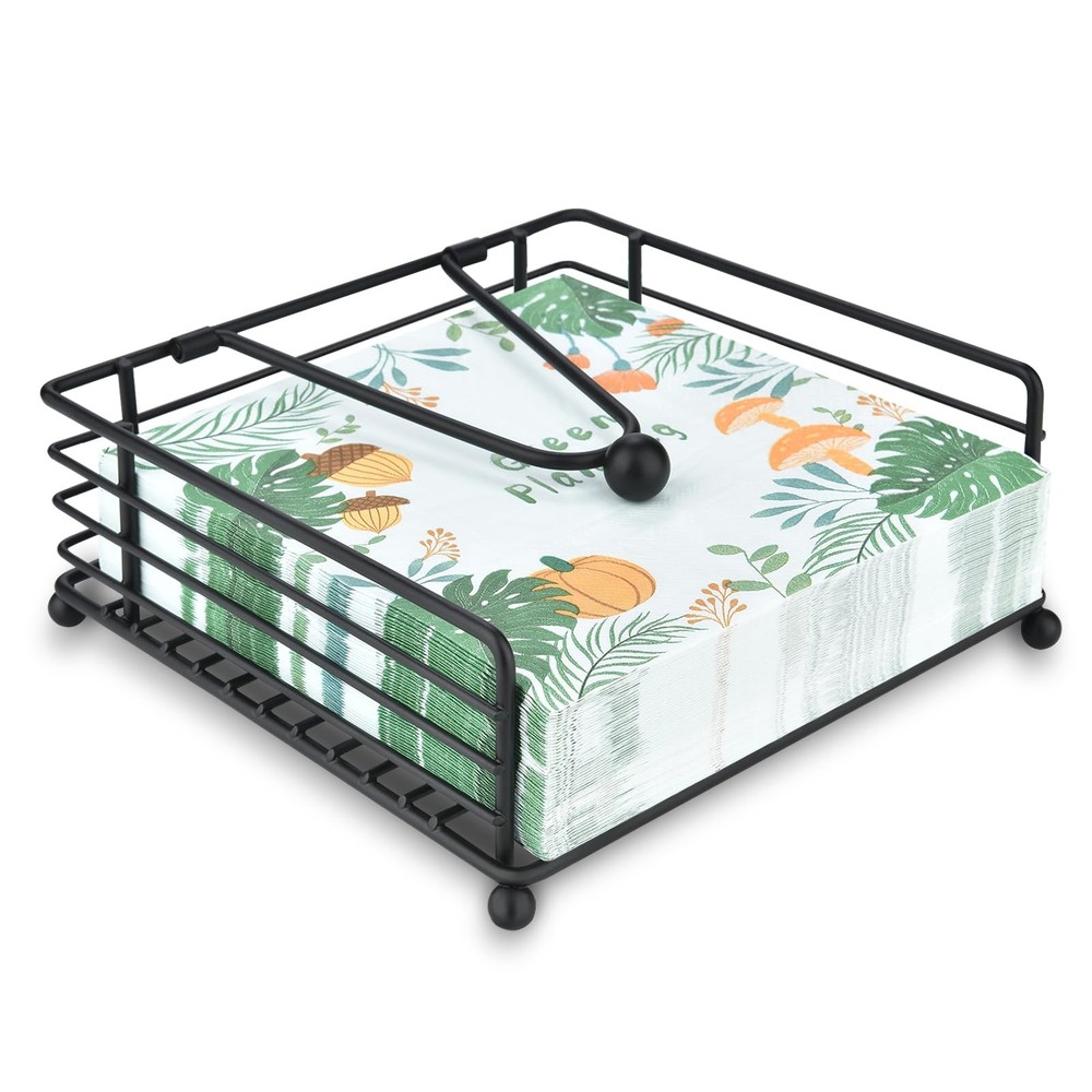 Napkin Holder for Table & Kitchen - Modern Flat Napkin Dispenser for Home & Outd