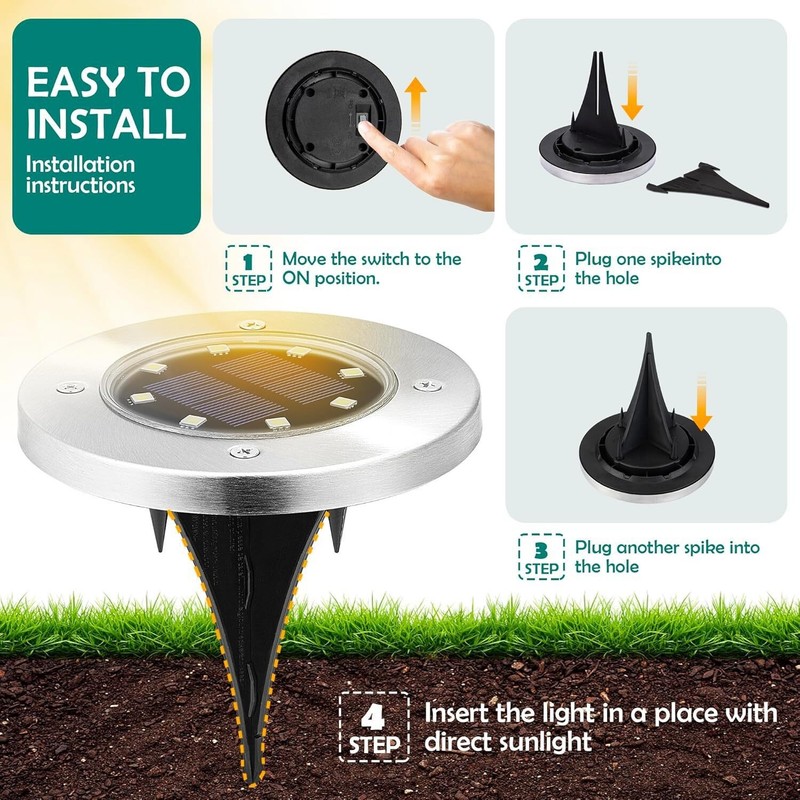 8-12x Solar InGround Lights Outdoor Waterproof Landscape LED Lights Pathway Yard gallery
