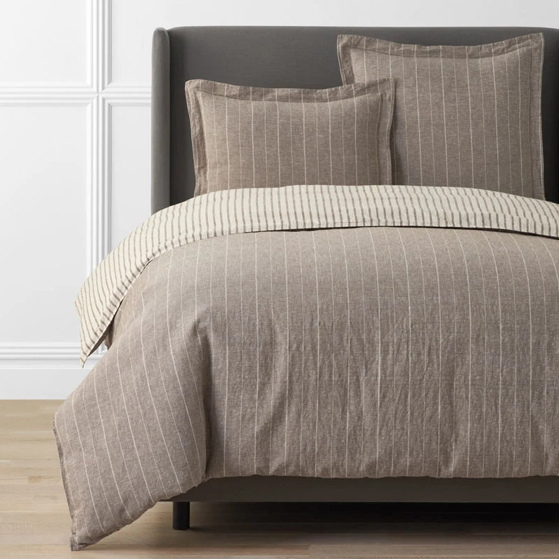 The Company Store Tailored Stripes Linen Cotton Reversible Duvet Cover gallery