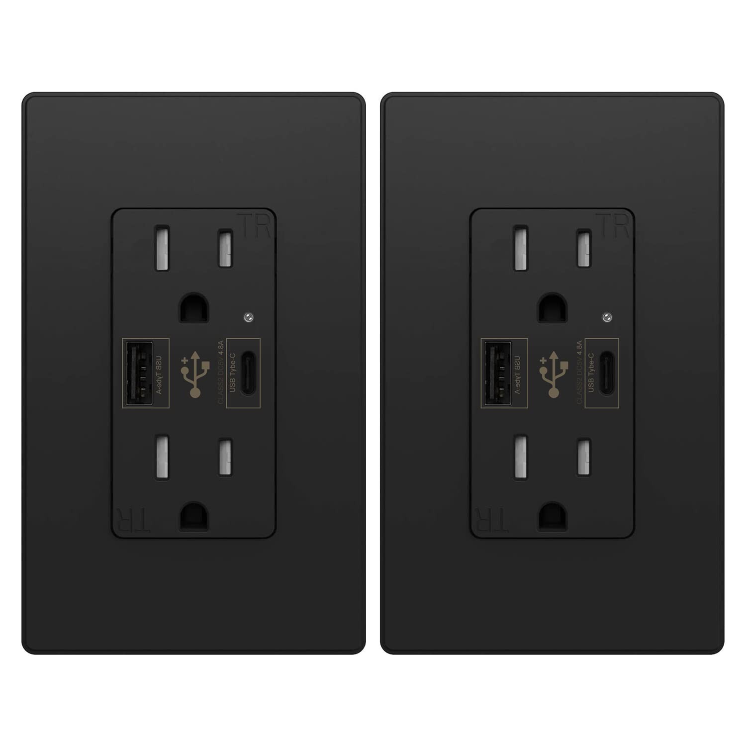 4.8A USB Type C&A Wall Outlet Duplex Receptacle 15 Amp, Tamper Resistant, 2pack gallery
