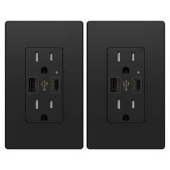 4.8A USB Type C&A Wall Outlet Duplex Receptacle 15 Amp, Tamper Resistant, 2pack