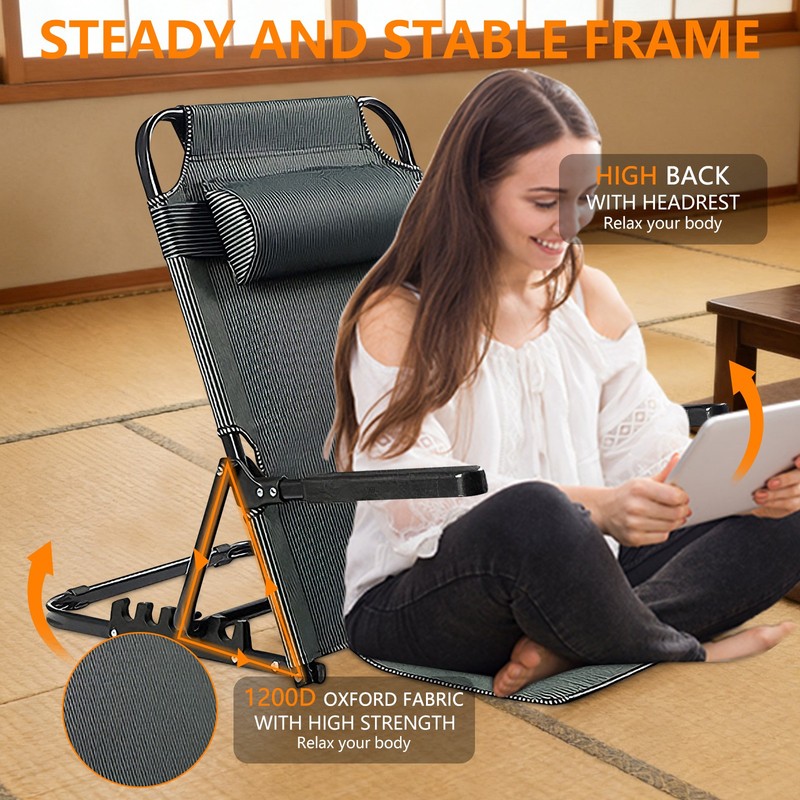 Lifting Bed Backrest with Armrest Portable Folding Adjustable Sit up Back Rest gallery