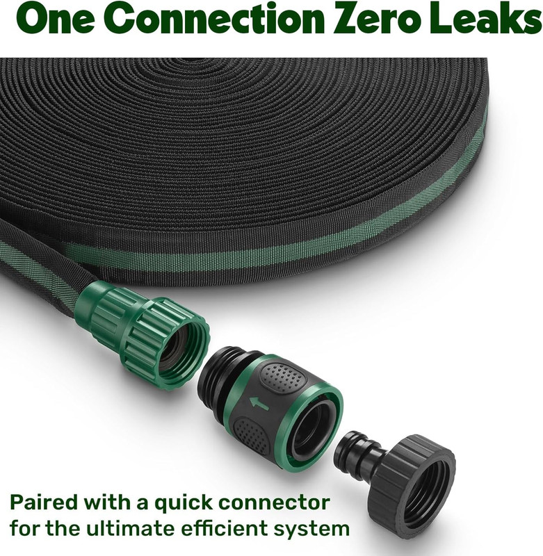 Flat Soaker Hose 150Ft (75Ft 2-Pack) for Garden // Drip Hose for Garden Beds, La gallery