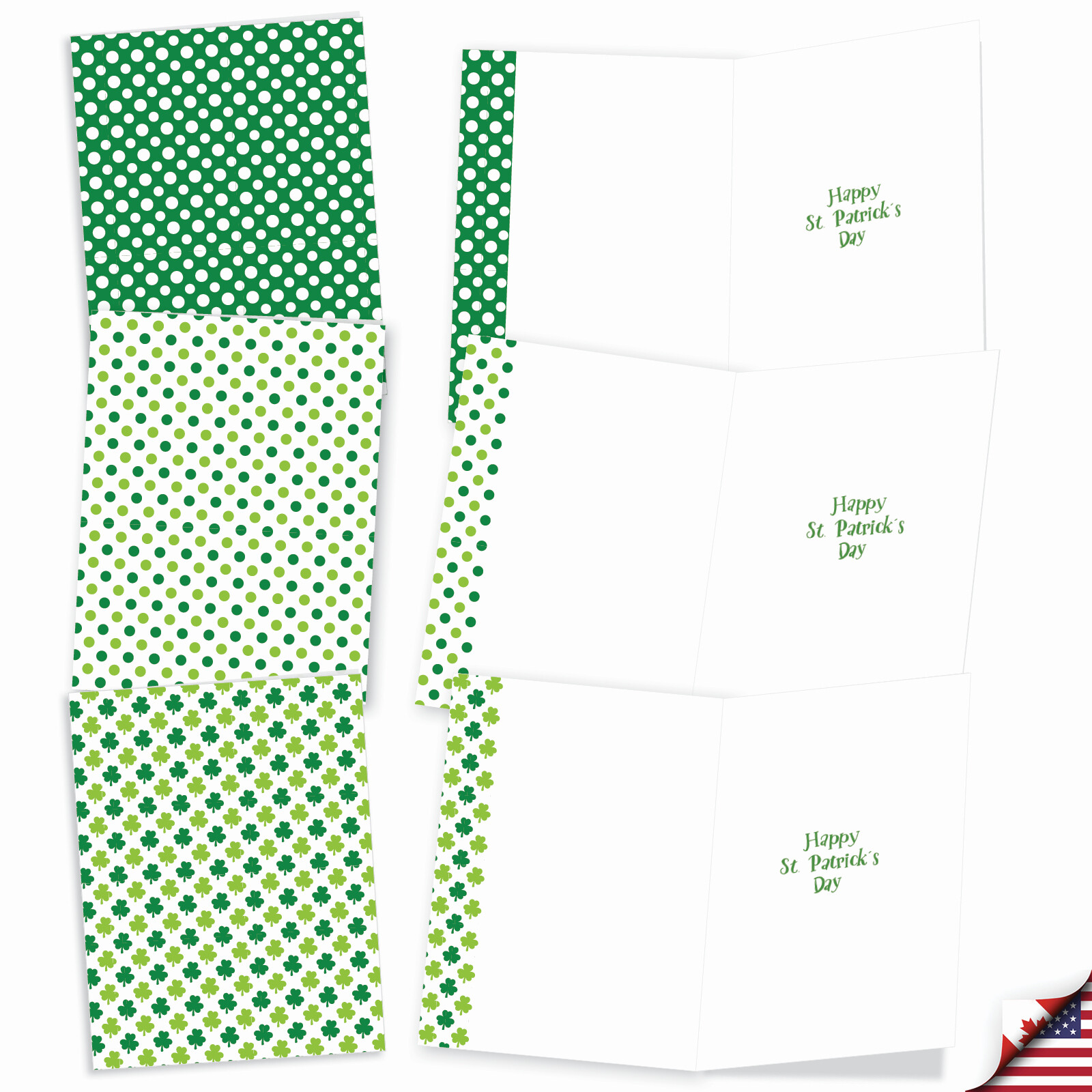 20 Asst'd St. Patrick's Day Notecards w/ Envelopes(2 of Each) St. Pat Patterns gallery