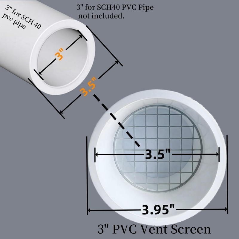 3" PVC Vent Termination Cap w/ Stainless Steel Screen for Furnace Intake Exhaust gallery