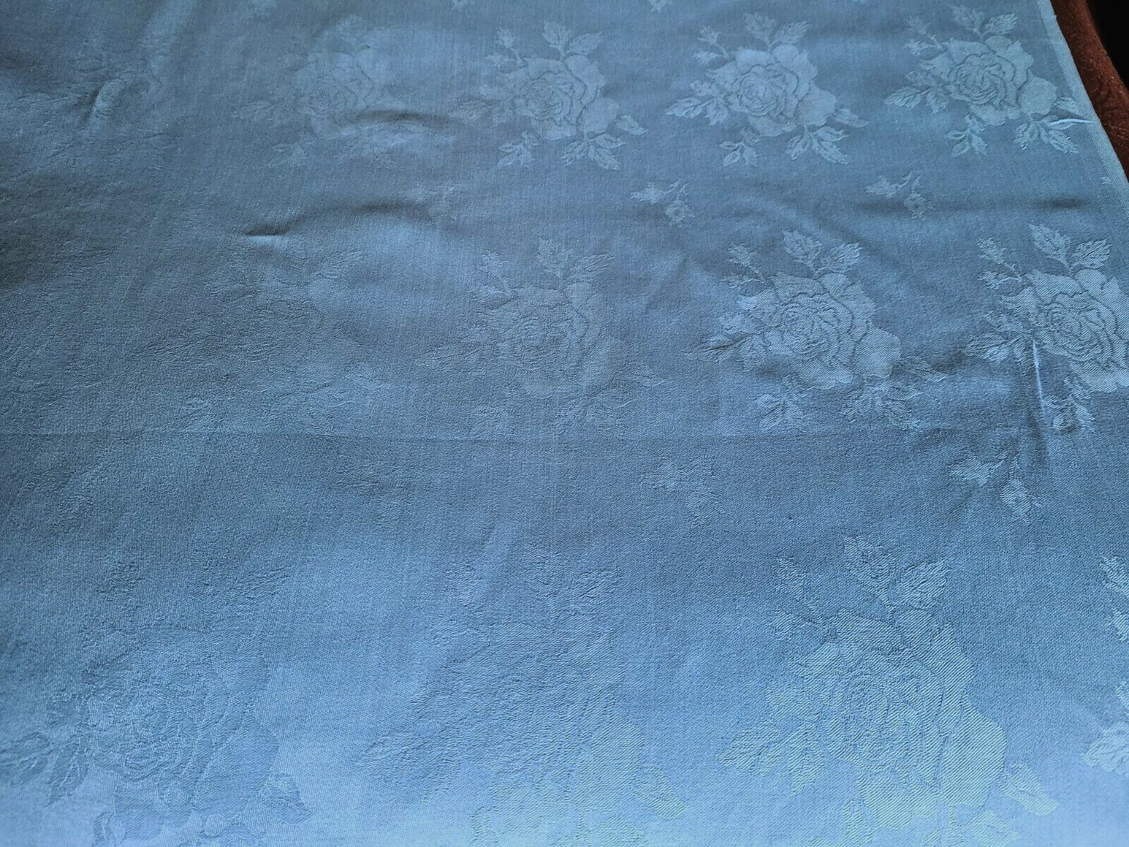 Roses Medium Cadet Blue Ascot Damask Tablecloth 45" Square Artex 100% Cotton gallery