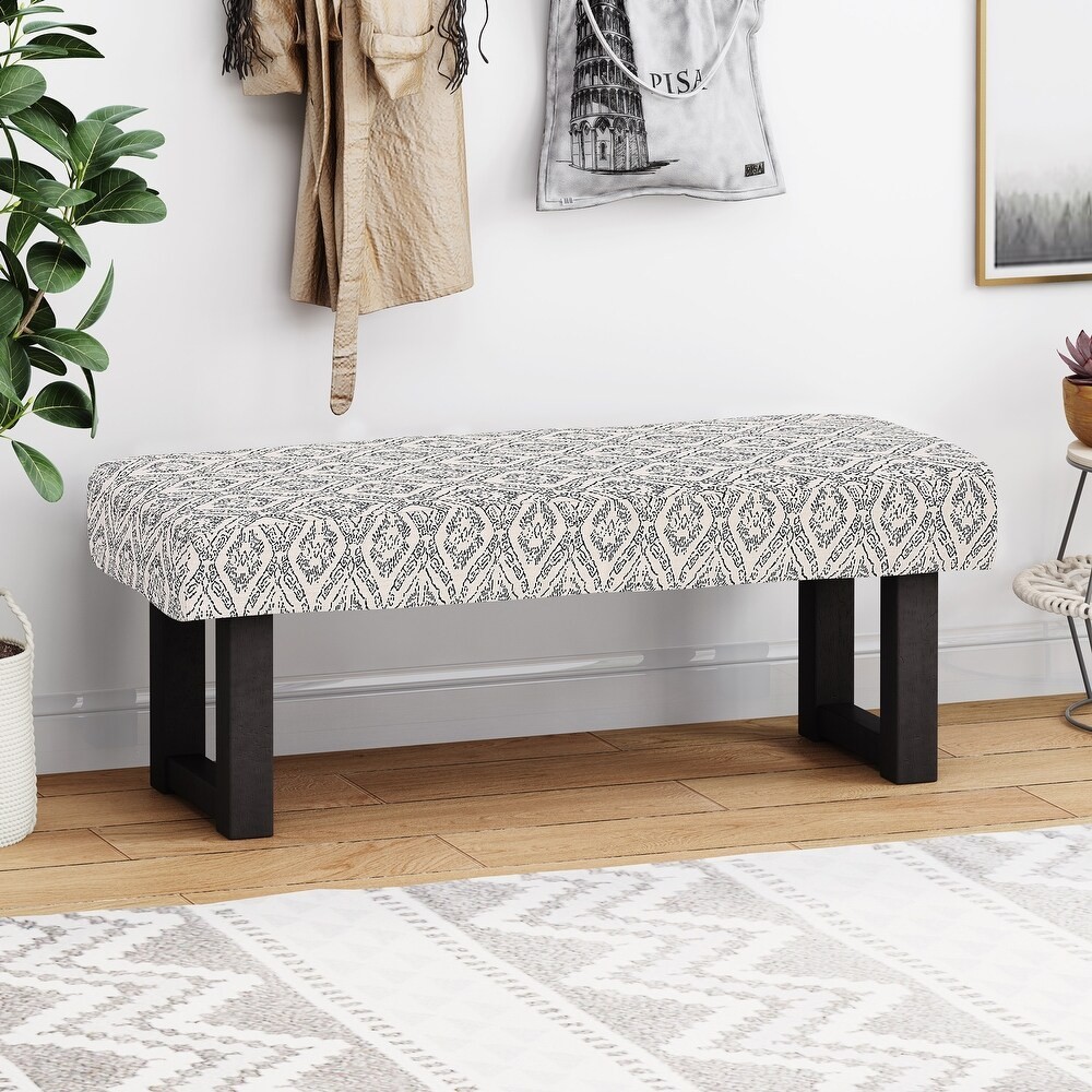 Bench with Floral Print, Bohemian Style, Rubberwood gallery