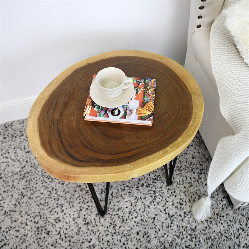 Rustic Natural Round End Table Wood Side Table, Nightstand, Plant Stand gallery