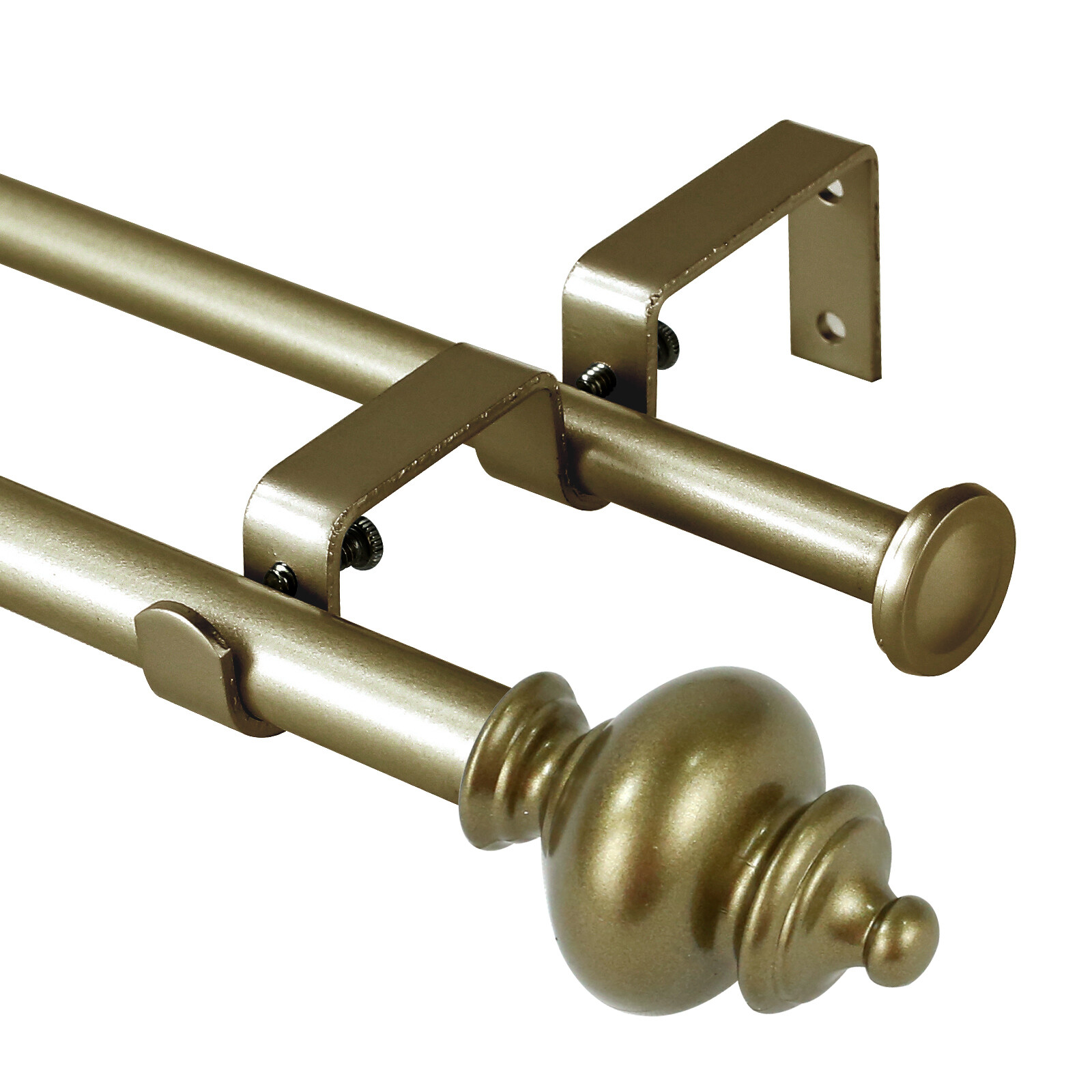 5/8" Gourd Adjustable Double Drapery Curtain Rod Set, 28"-48"/48"-84"/84"-120" gallery