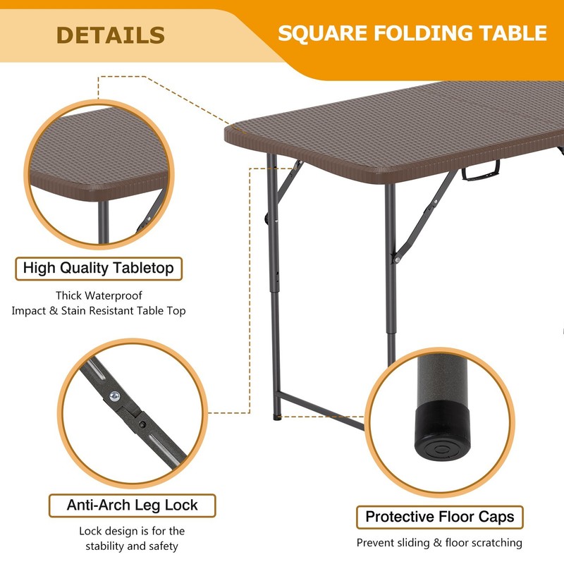 4FT Folding Table Half Portable Foldable Table Picnic Table for Office Home gallery