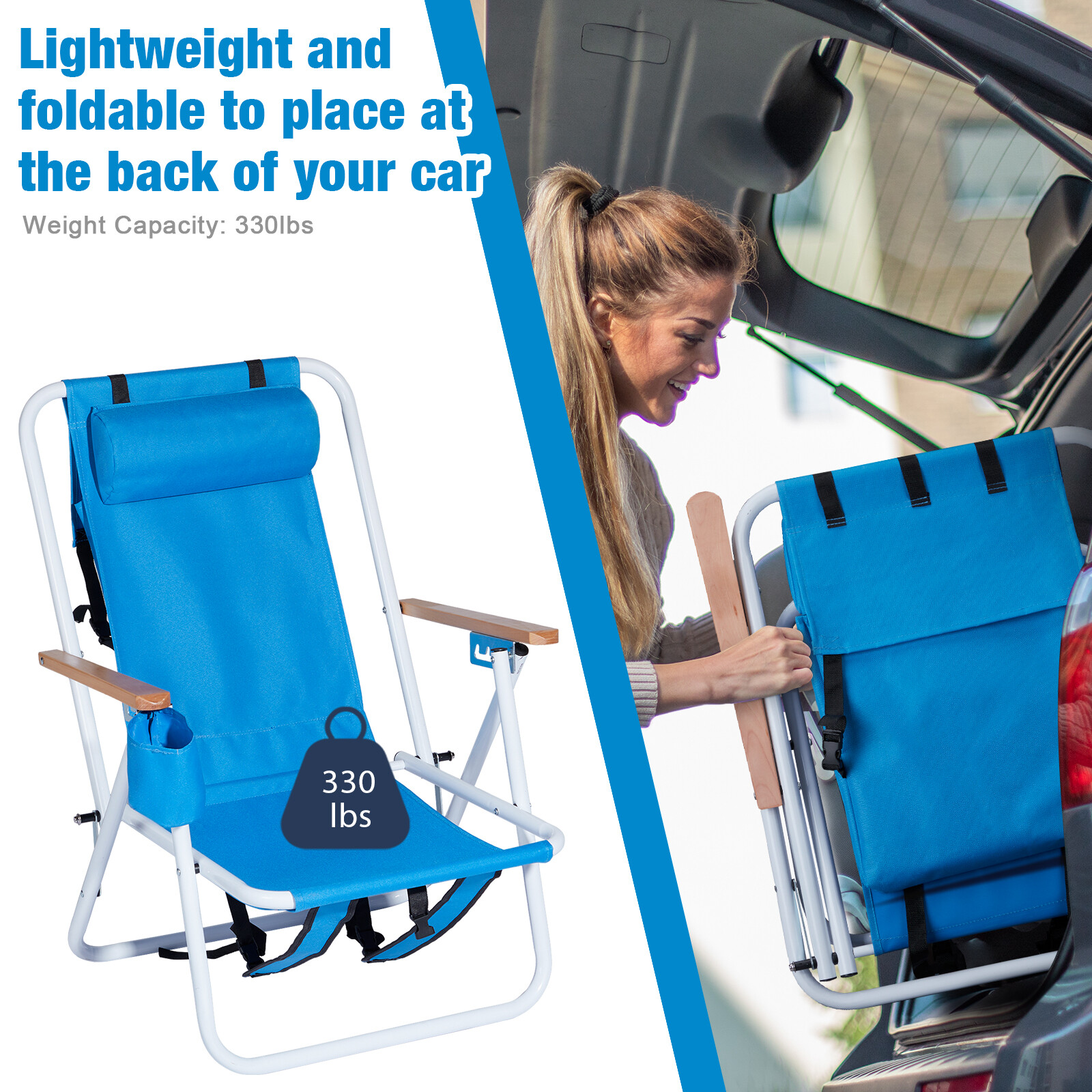 1-2 Pack Backpack Beach Chair Folding Portable Camping Chair With Cup Holder gallery