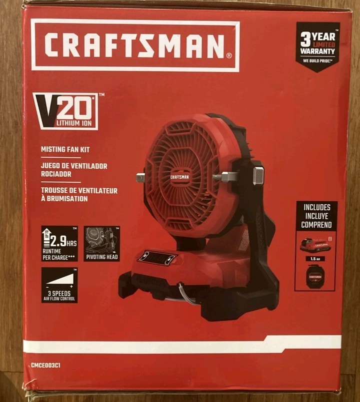 Craftsman CMCE003C1 20V Misting Fan Kit With Battery And Charger Included ~ NEW gallery