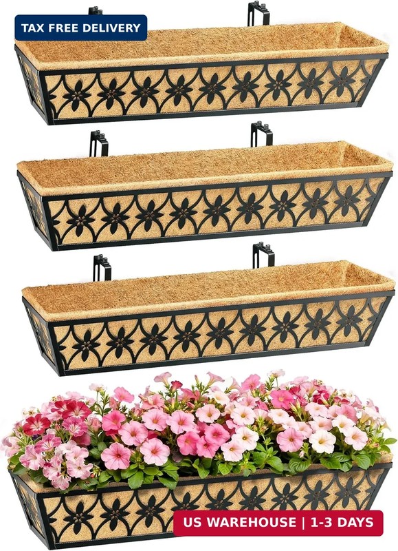 30 Inch Window Boxes Planters Railing Planter Box - 2 Pack Deck Railing Planter gallery