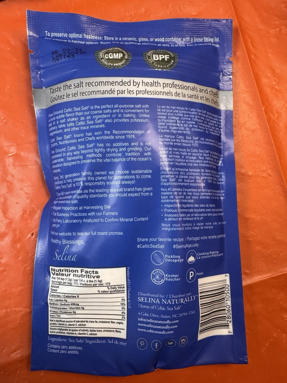 Selina Naturally Celtic Sea Salt FINE GROUND 3LB BULK PACK gallery