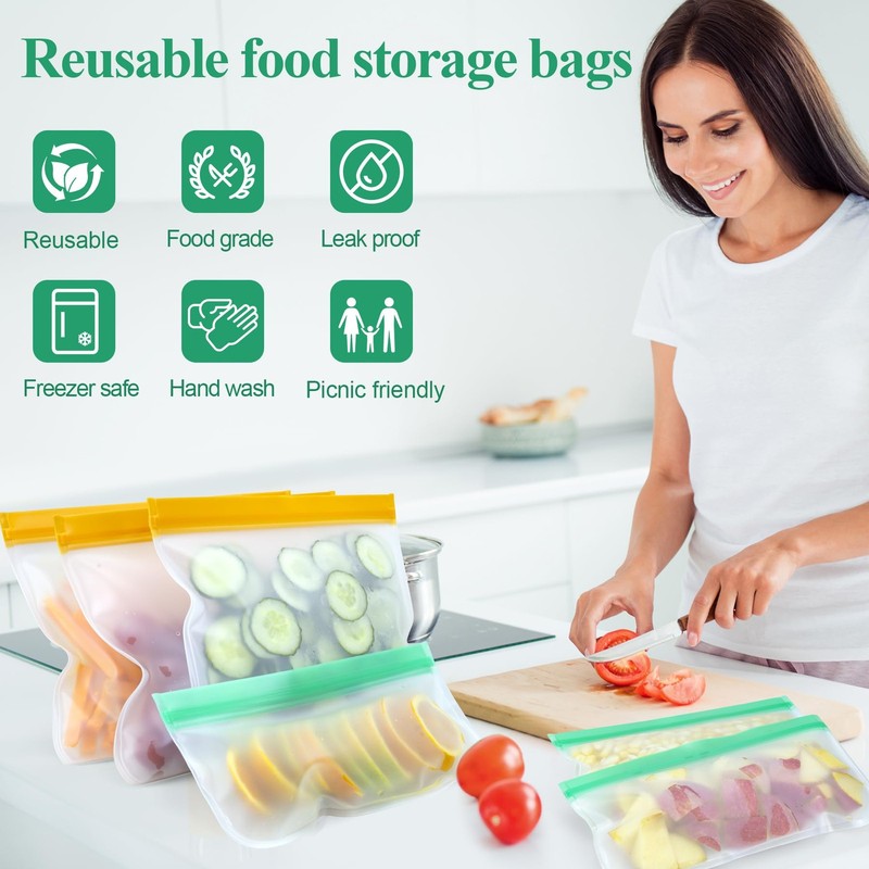 Silicone Bags Reusable Storage Freezer Bags Silicone Ziplock Bags 4 Reusable San gallery
