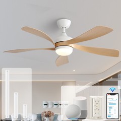Sofucor 52″ Smart Ceiling Fans with Lights and Remote Work with Alexa/Google/App