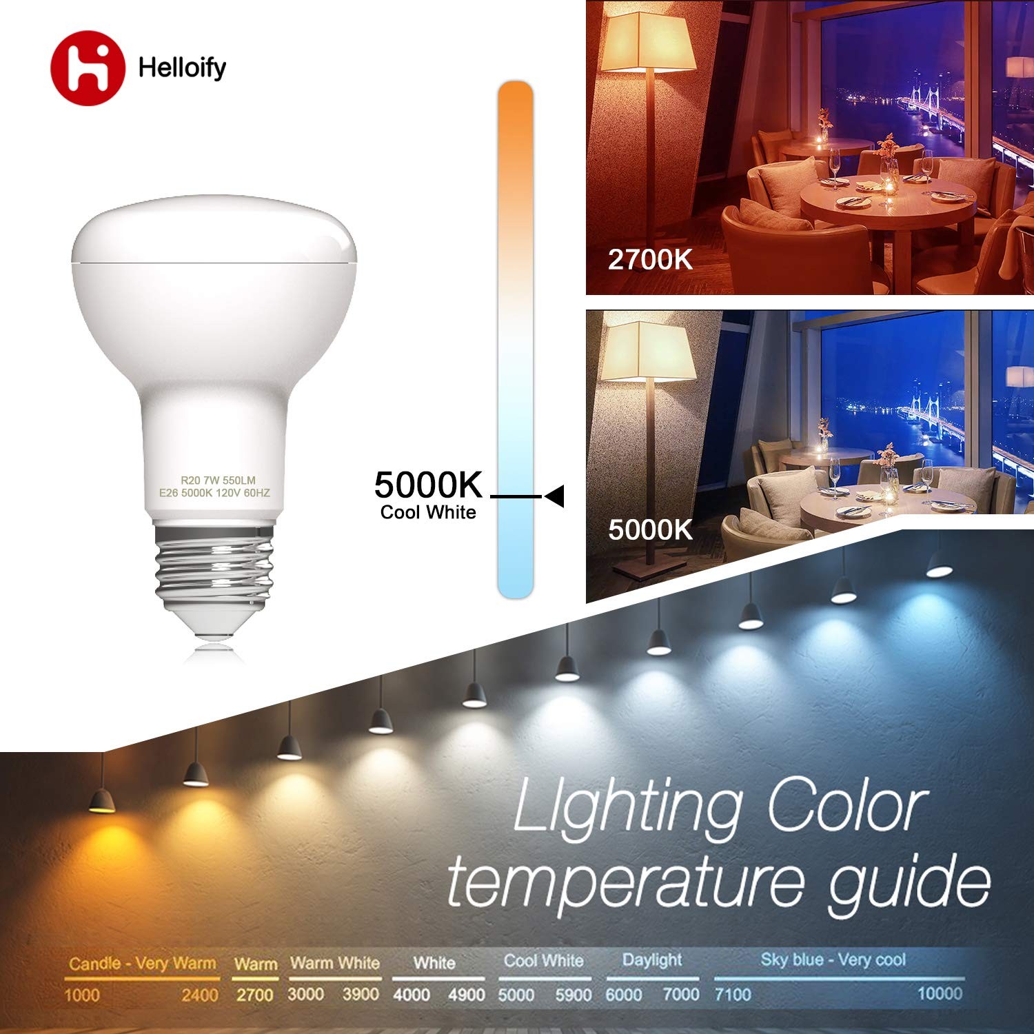 Dimmable R20/BR20 Flood Light Bulb, 7W, 50W Equivalent, 5000K Daylight White,... gallery