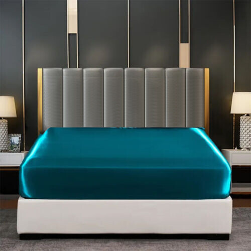 Deep Pocket satin silk bed sheet Twin Full Queen King Bed Mattress Cover Soft gallery