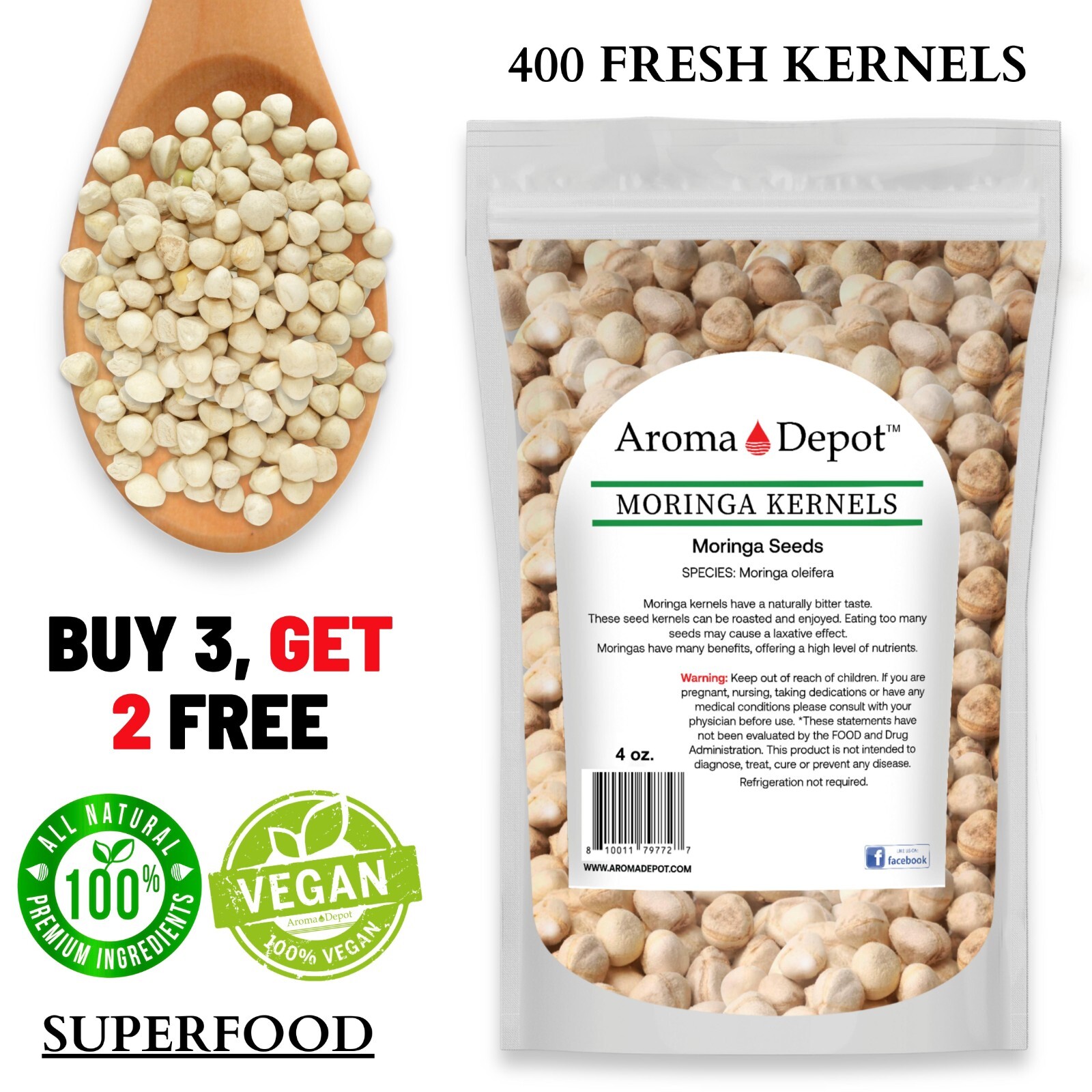 Moringa KERNELS 4 oz. Seeds oleifera Shelled 800 Semilla De Moringa Wholesale gallery