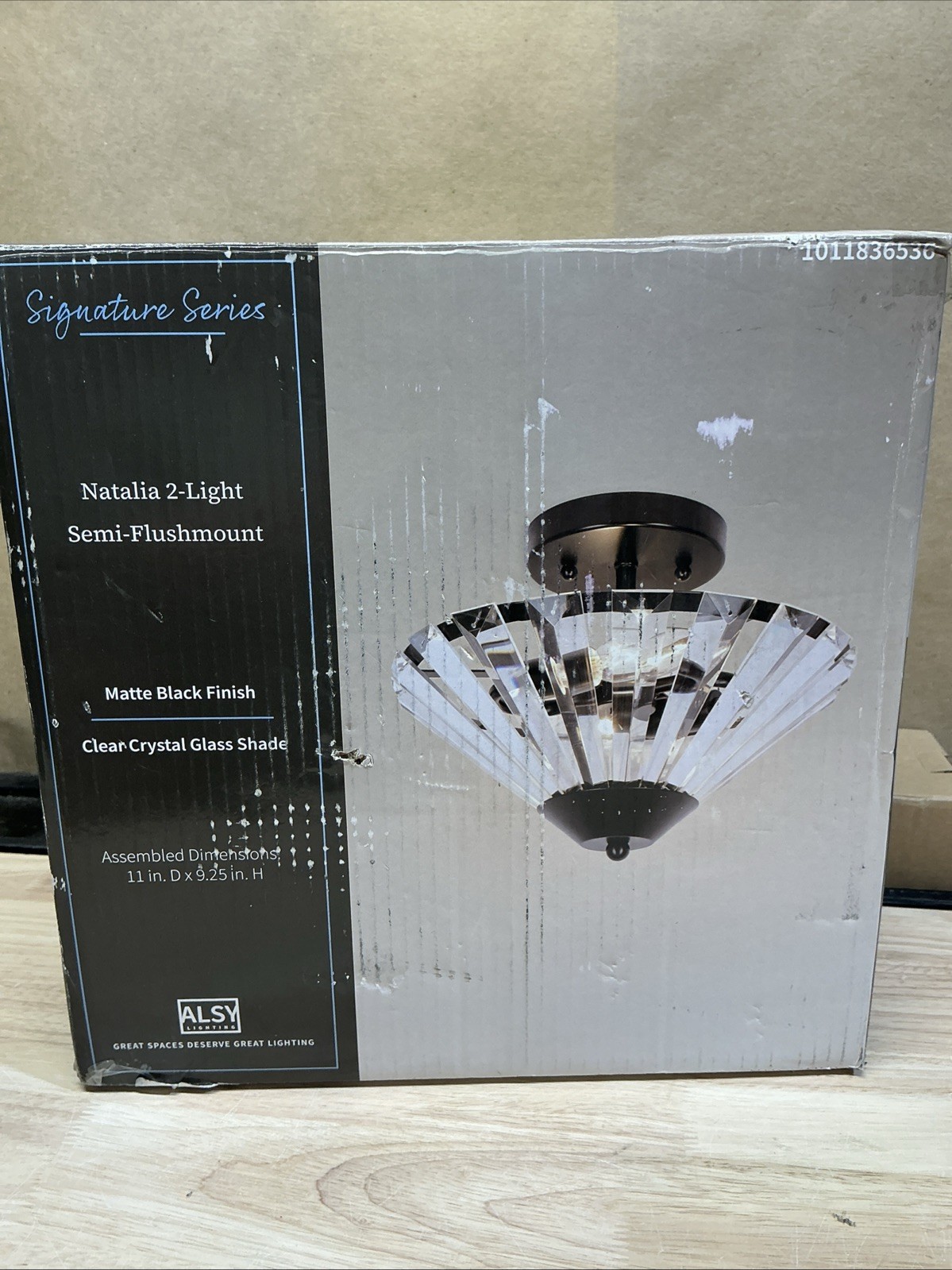 Alsy 11” Matte Black Transitional SemiFlush Mount with Clear Glass Faceted Shade gallery