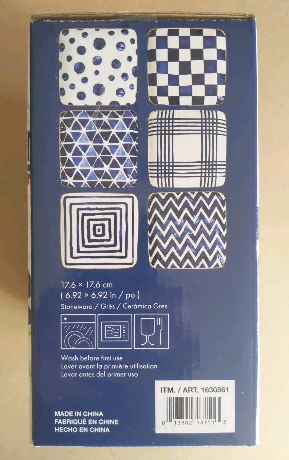 Overandback Appetizer Square Plates 6-Pack Stack for Easy Storage Blue/White NEW gallery