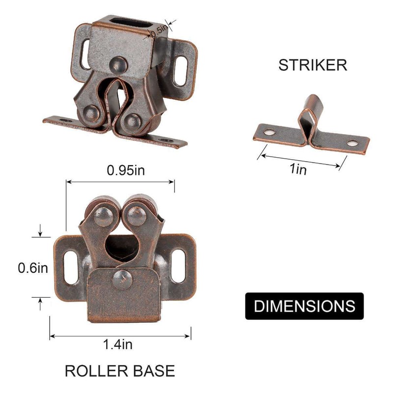 4/8/12pack Double Roller Catch Cupboard Cabinet Door Closet Latch Brown/Silver gallery
