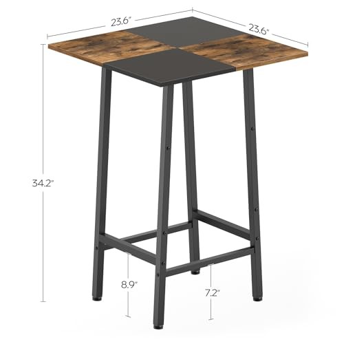 Bar Table, Kitchen Dining Table, Bar Counter Height Rustic Brown + Black gallery