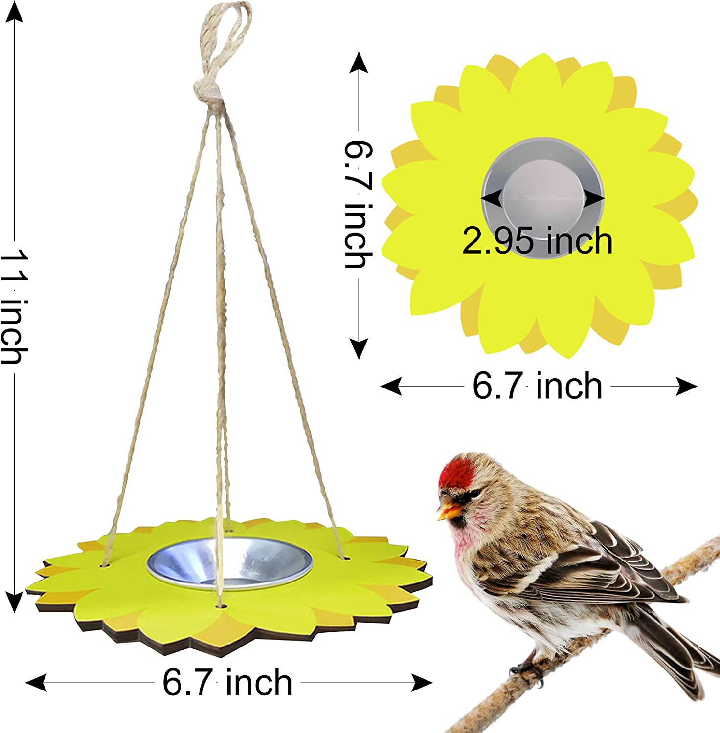 NEW Floral Sunflower Shaped Outdoor Garden Hanging Bird Feeder yellow wooden gallery