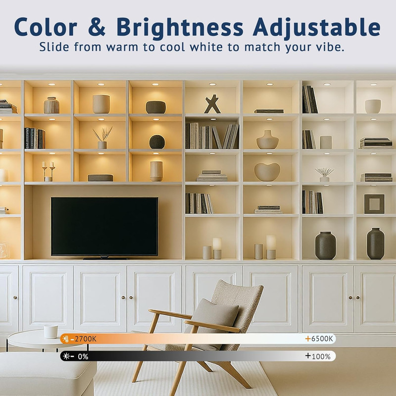 Smart Under Cabinet Lights, Dimmable Puck Lighting with App & Voice Control gallery