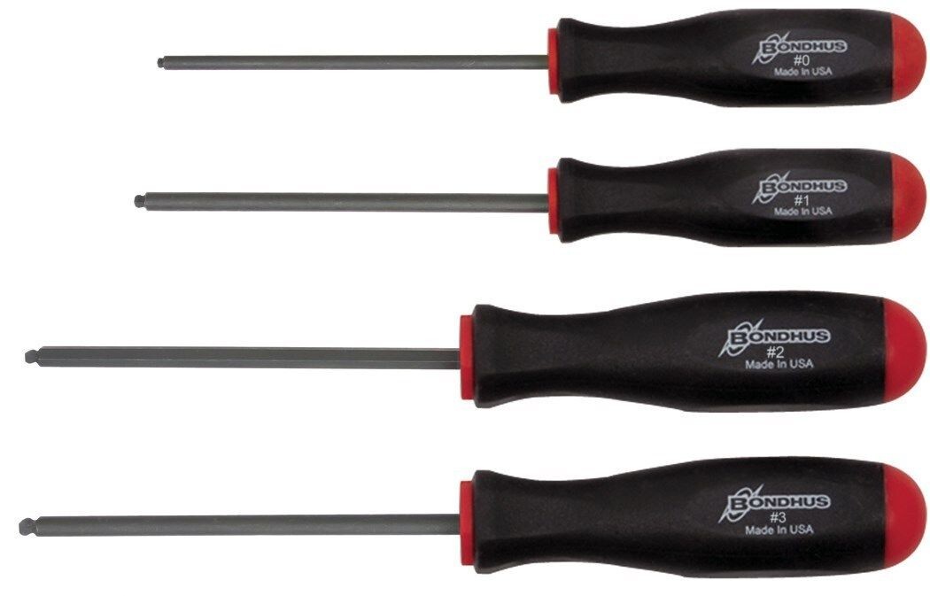 Bondhus 4pc Ball End Square Robertson Screwdriver Set SQ 0 1 2 3 USA MADE 11640 gallery
