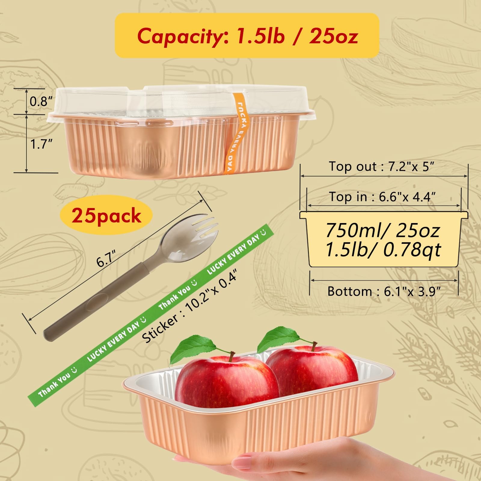 7”X5” Small Aluminum Pans with Lids 25 Pack 1.5lb Heavy Duty Foil Baking Tins To gallery