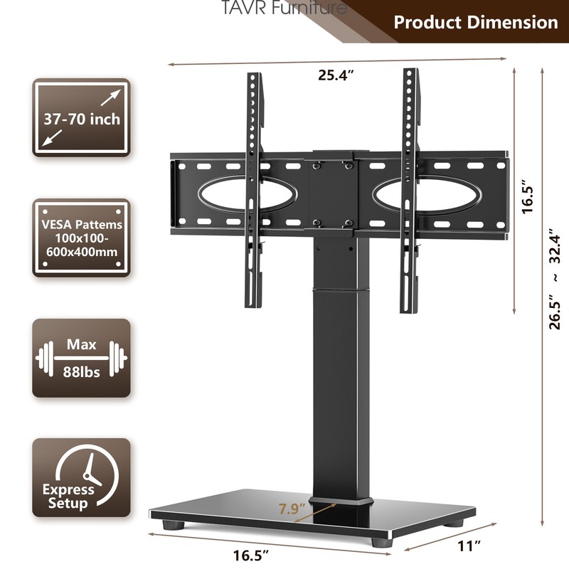 Swivel Tabletop TV Base Stand with Mount for 37 40 45 50 55 60 65 70 inch TVs gallery