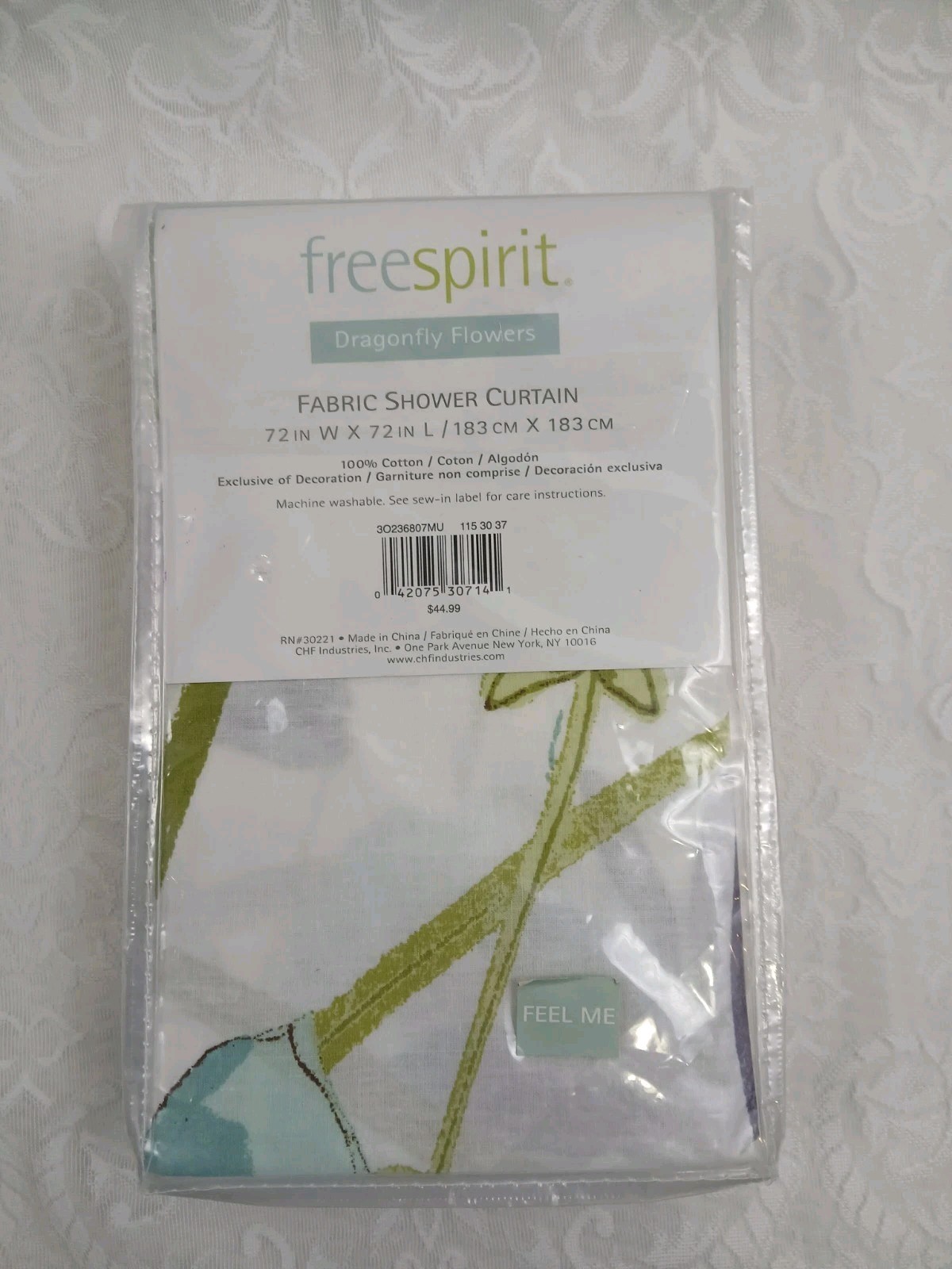 Freespirit Dragonfly Flowers Fabric Shower Curtain 72in W × 72in L gallery