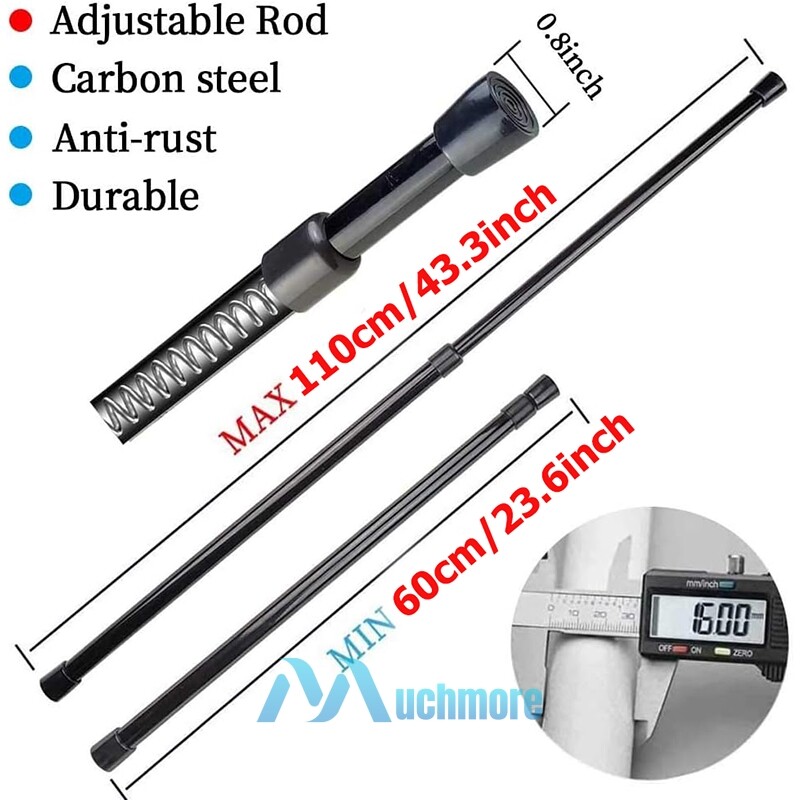 2Pcs Stainless Spring Tension Curtain Rod 23.6-43.3 Inches Adjustable Expandable gallery