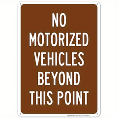No Motorized Vehicles Beyond This Point Metal Sign Property Restriction Decor