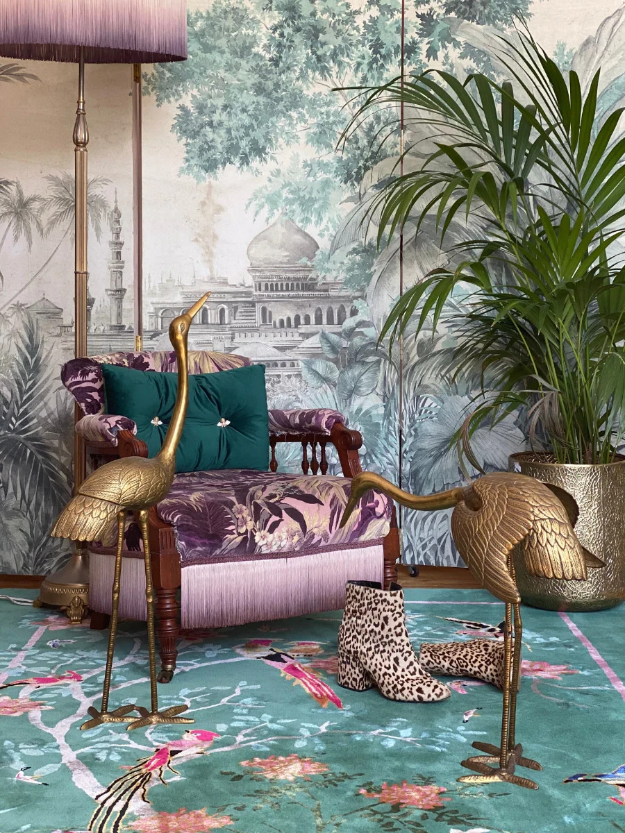 Wendy Morrison Birdsong Jade Hand-Tufted Rug - Luxury Chinoiserie Wool & Silk gallery
