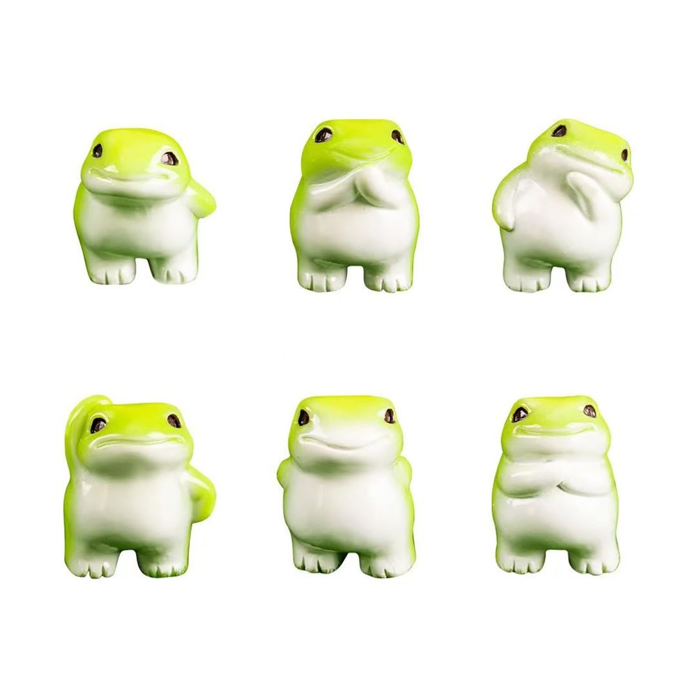 Mini Resin Frogs Figurines Tiny Animals Resin Figures 6 Pcs