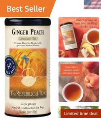 50 Count Ginger Peach Black Tea – Invigorating Caffeine with Health Benefits