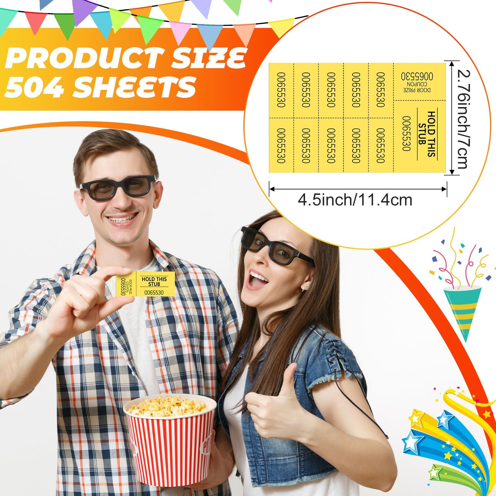 504 Sheets Raffle Tickets Yellow Chinese Auction 10 Bid Numbers Per Sheet gallery